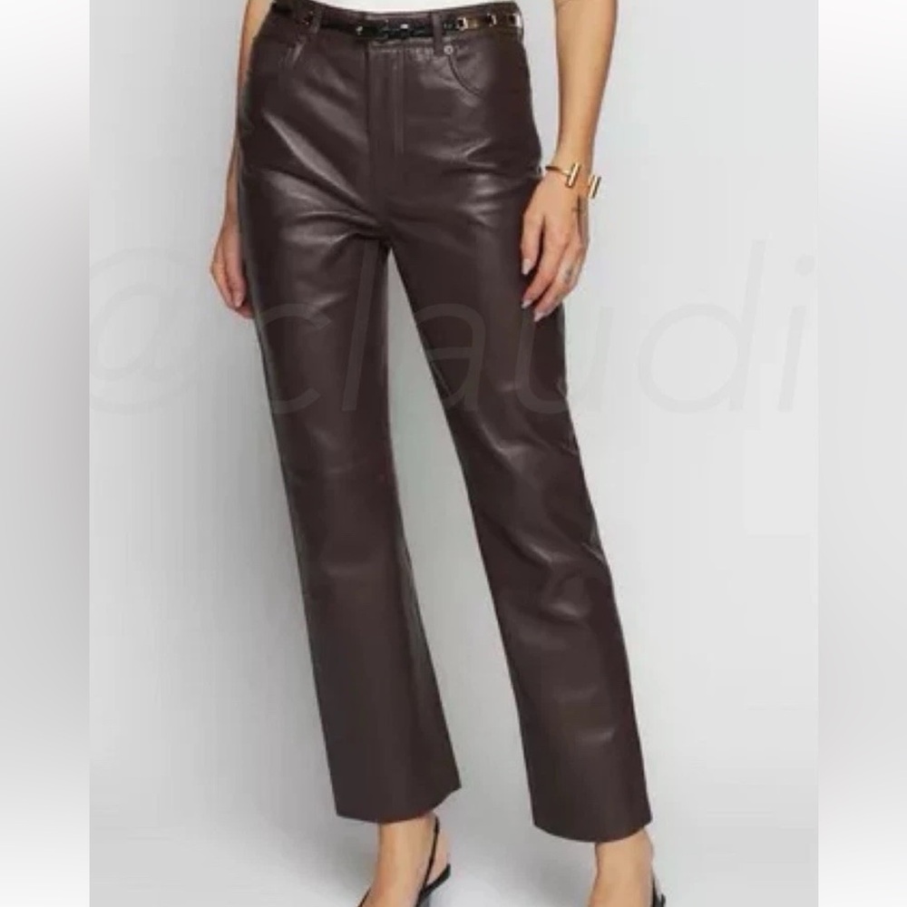 Reformation x Veda Leather Straight Leg Pants